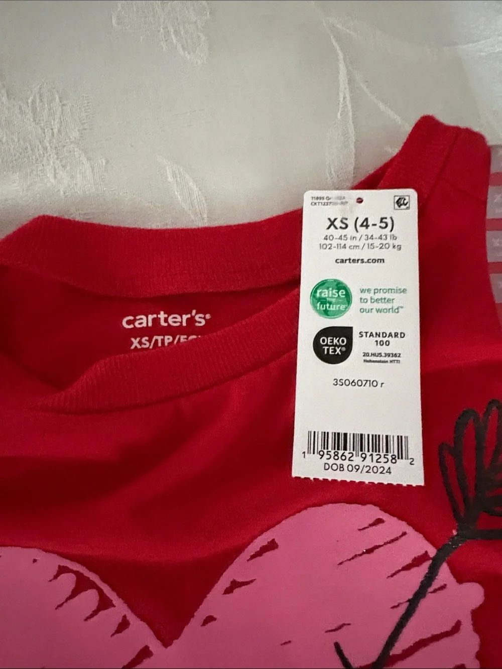 Carter's Red Long Sleeve Tee with Pink Heart 